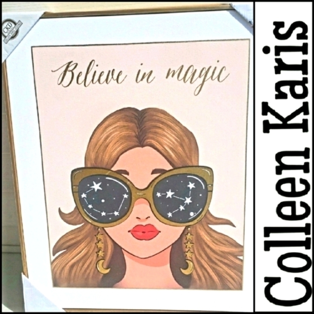 NEW! COLLEEN KARIS Believe In Magic Framed Wall Art.